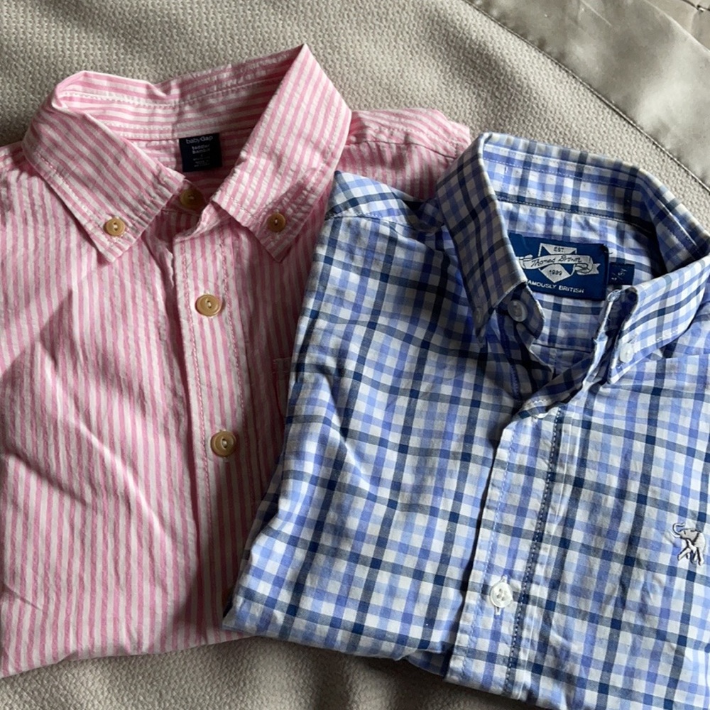 Boys Shirts Bundle of 2: Age 4-5 Blue and pink